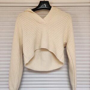 Elegant Cream Women's Knit Cropped Sweater Size Small